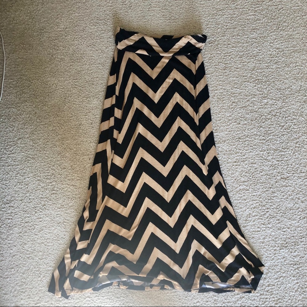 Black and gold chevron maxi skirt
